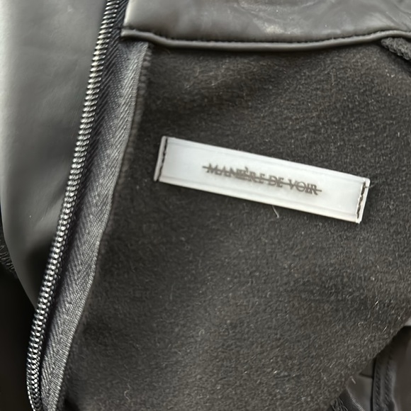 Vegan Leather & Satin Wrap Bodycon Dress - Black - Picture 9 of 12